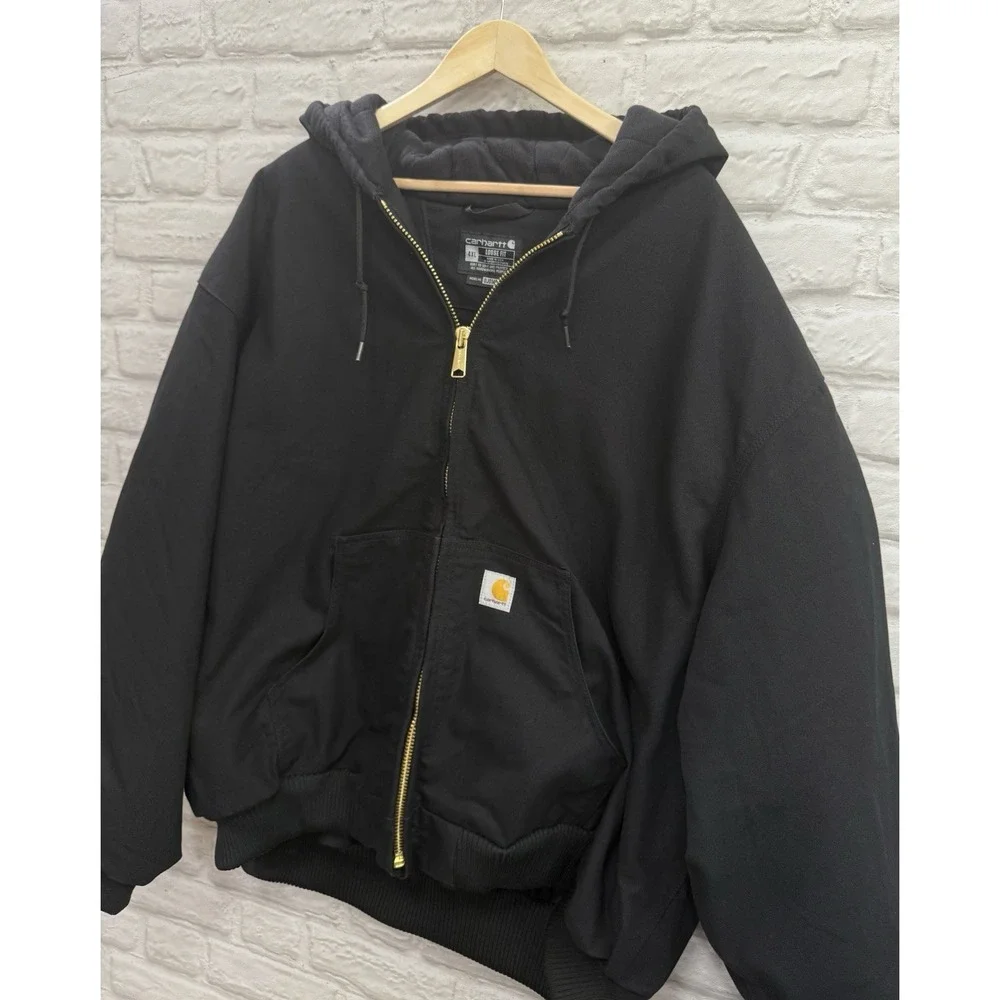 Carhartt J0140 Jacket 4XL Black Duck Canvas‎ Insulated Quilted Lined Work Coat